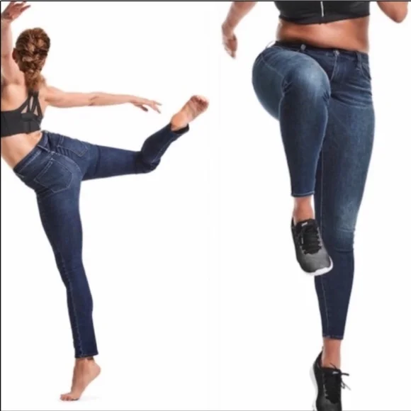 Athleta SCULPTEK Dark Blue Straight Leg Jeans - Picture 1 of 6